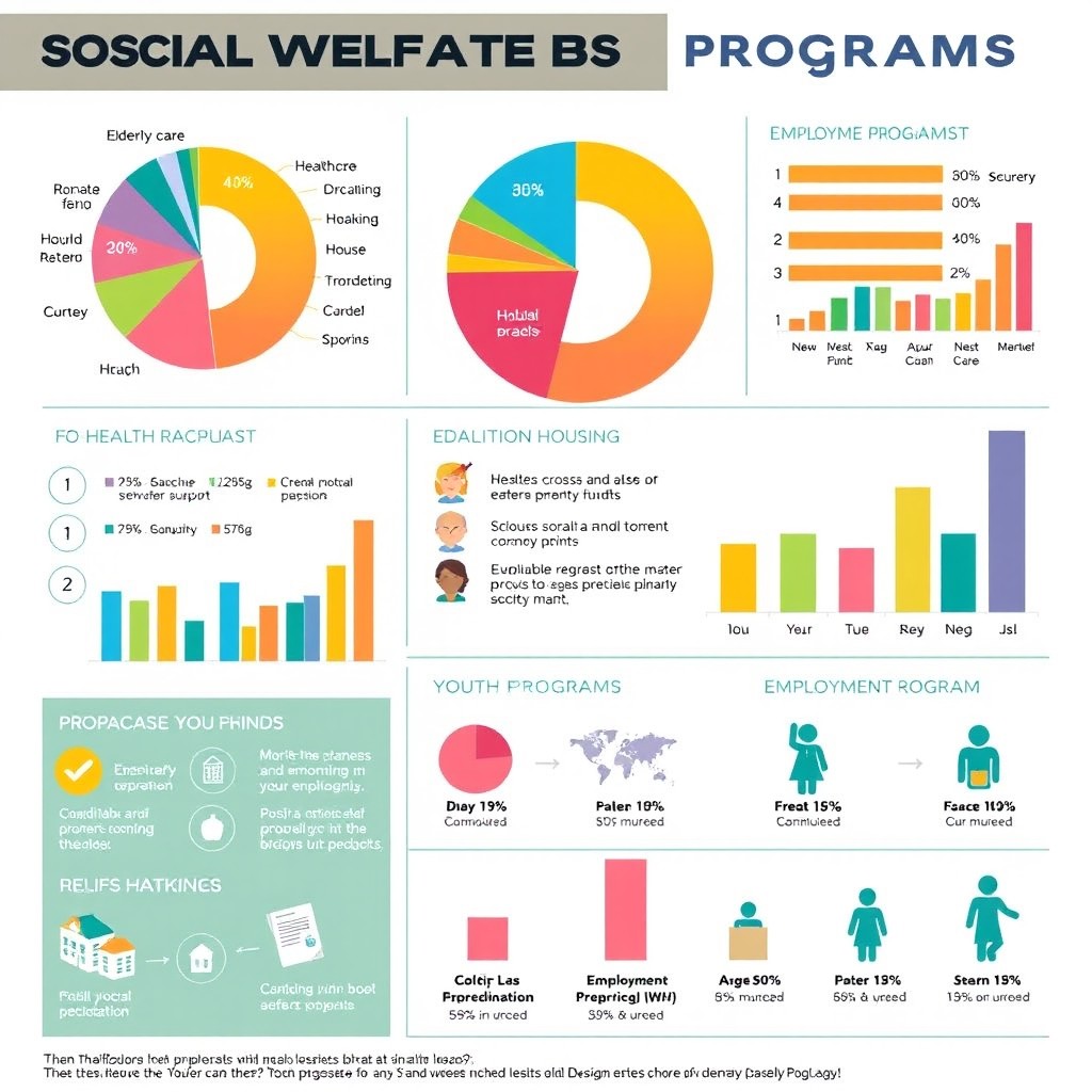 A detailed infographic showcasing the budget allocation for social welfare programs