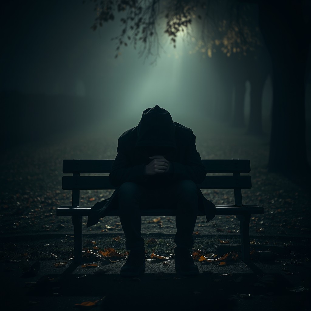 A deeply emotional scene capturing the essence of suffering in silence