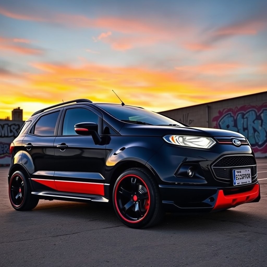 A customized 2008 Ford EcoSport, showcasing a sleek and sporty design