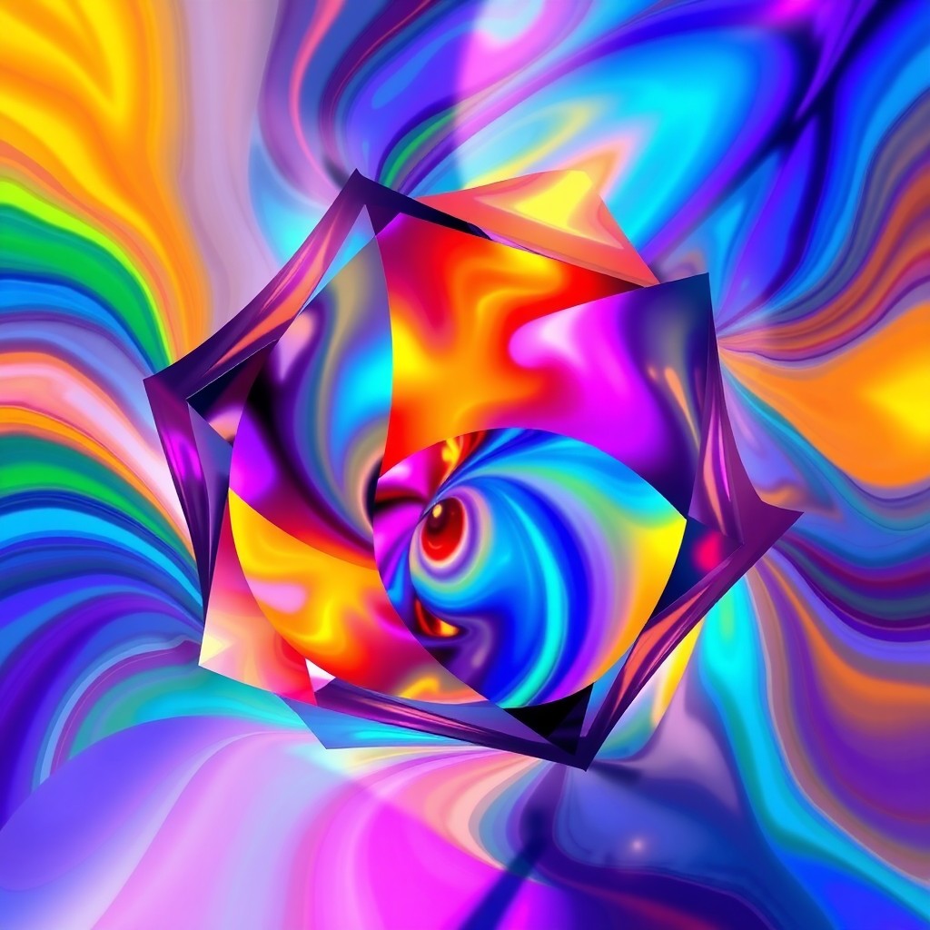 Mesmerizing Abstract Digital Art with Vibrant Colors and Geometric Shapes
