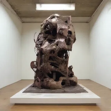 The clapped out sculpture showcased the artist's vision of decay and obsolescence.