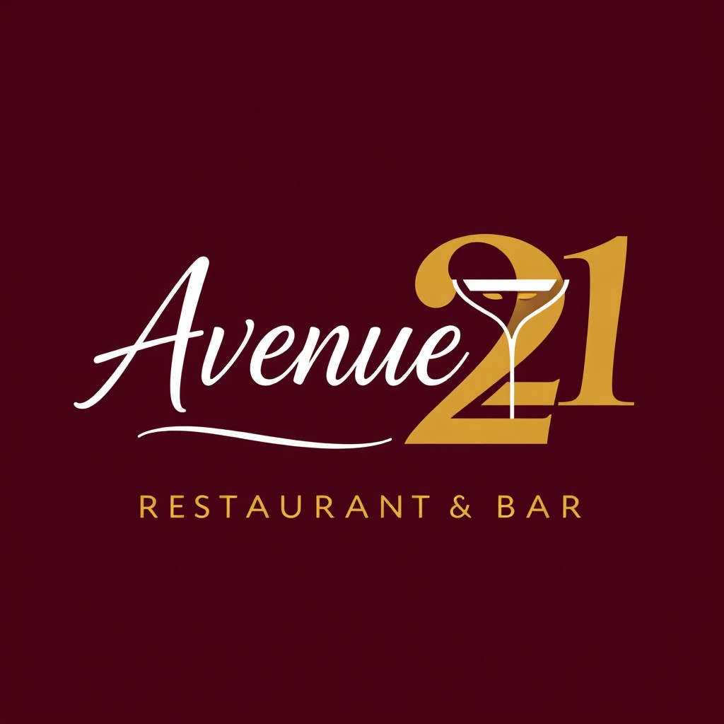 Design a stylish and modern logo for a restaurant and bar named 'Avenue 21'