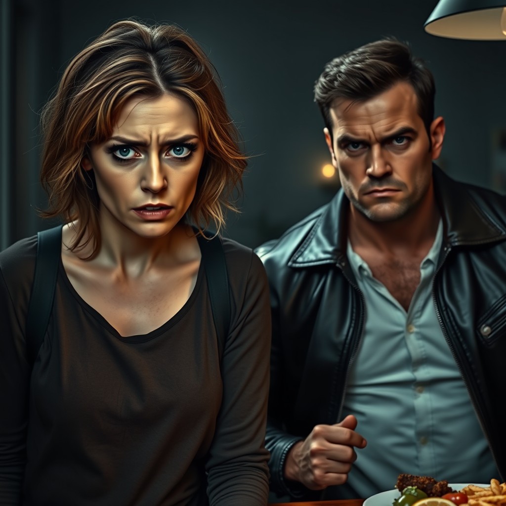 A scene portraying two characters from a tense narrative
