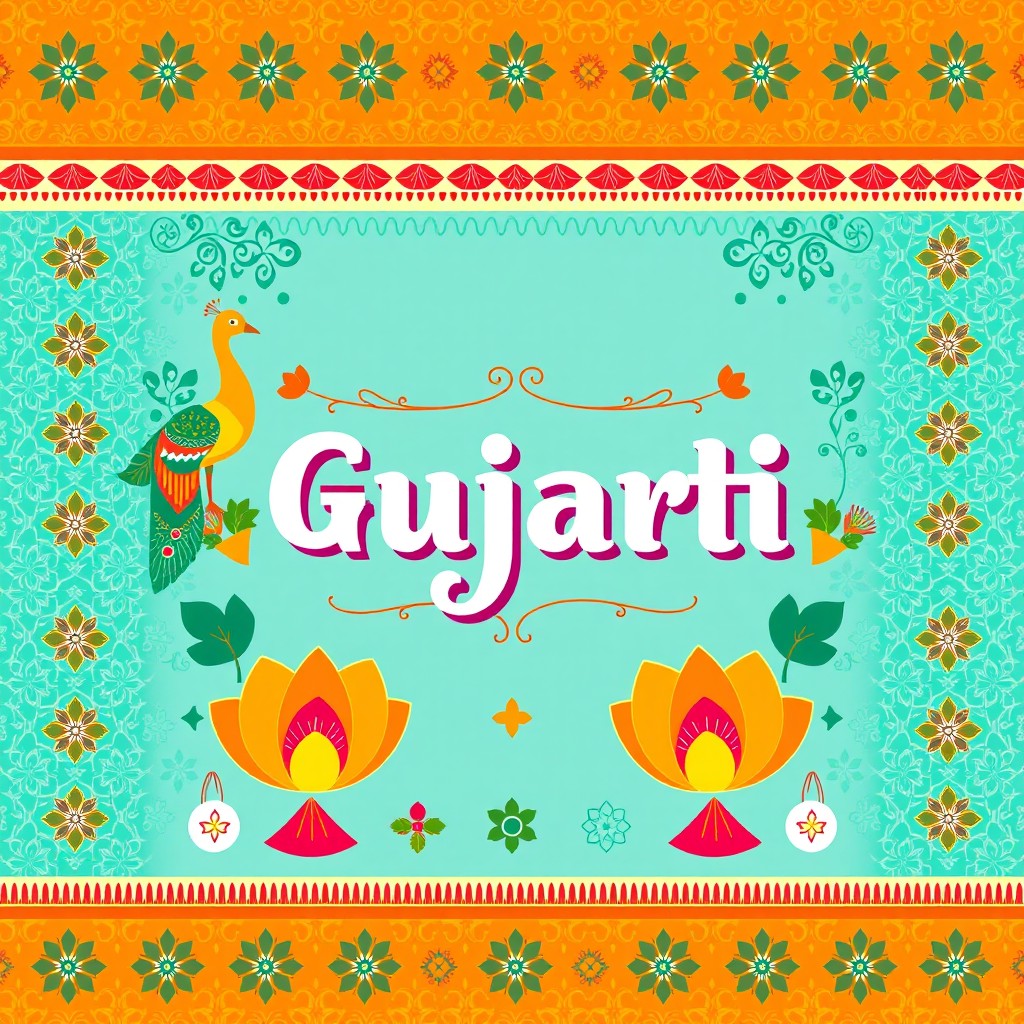 A vibrant and creative front page design for a Gujarati project