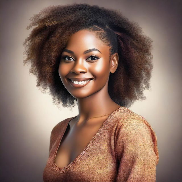 This is a high-quality digital portrait of a beautiful, young African American woman