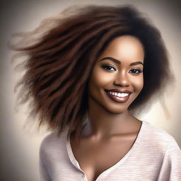 This is a high-quality digital portrait of a beautiful, young African American woman