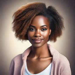 This is a high-quality digital portrait of a beautiful, young African American woman