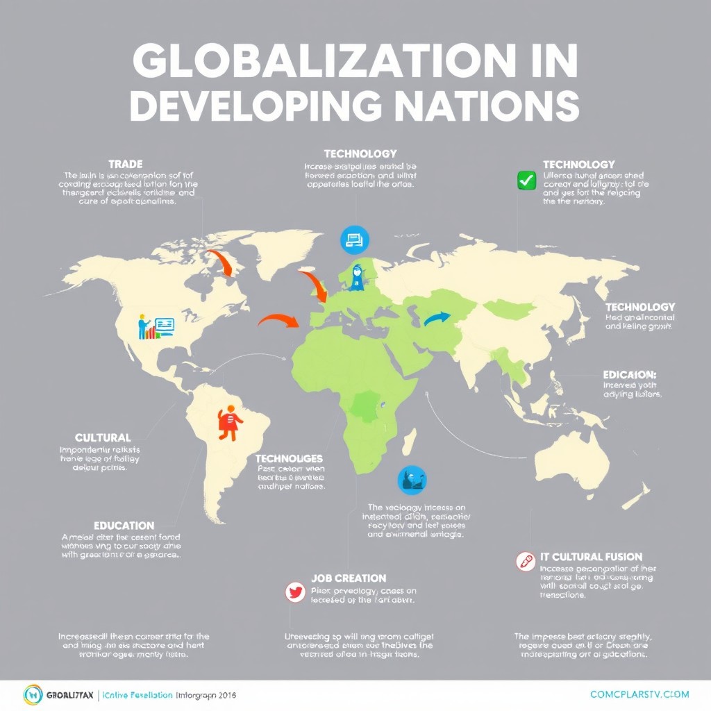 An informative infographic showcasing the impact of globalization on developing nations