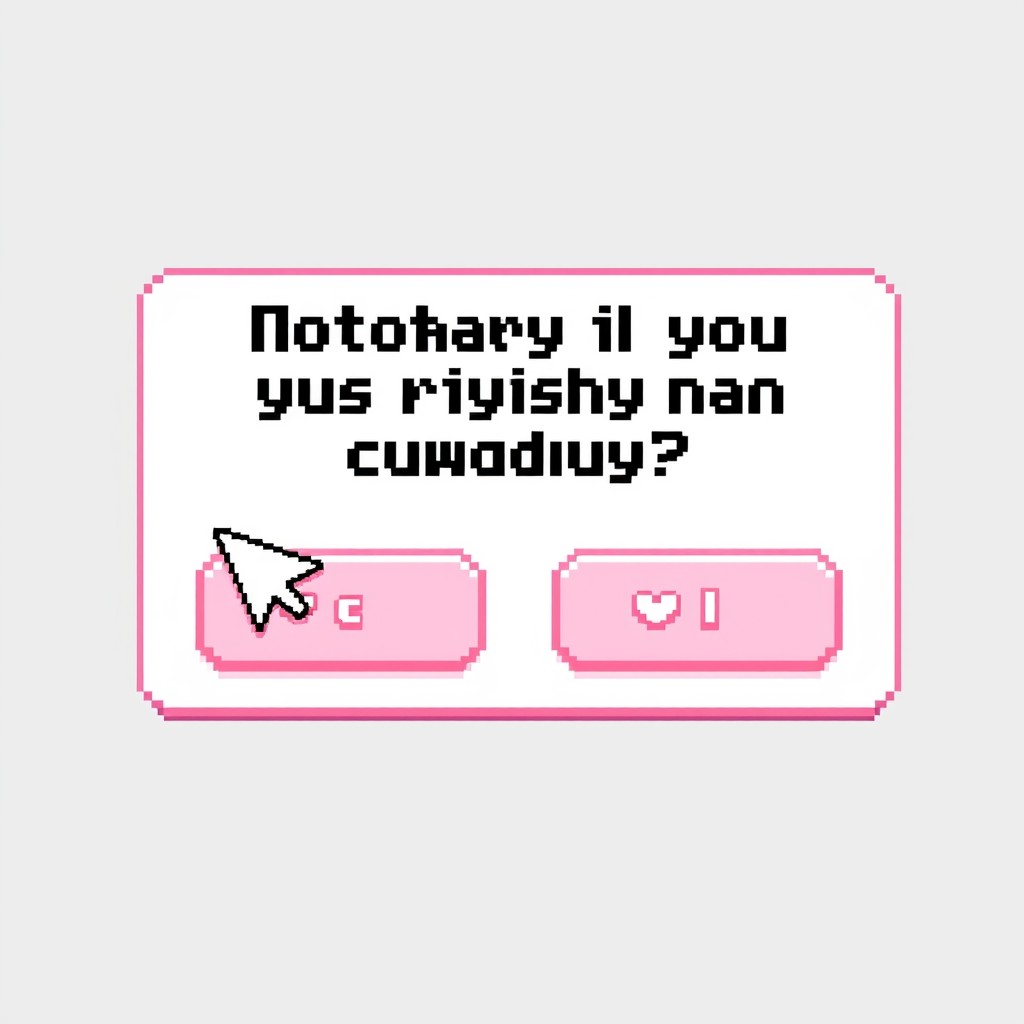 A pop-up notification window in a soft pink and white color scheme with a Hello Kitty aesthetic