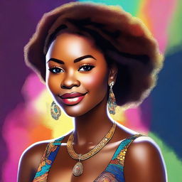 This digital art showcases a stunning, young African American woman