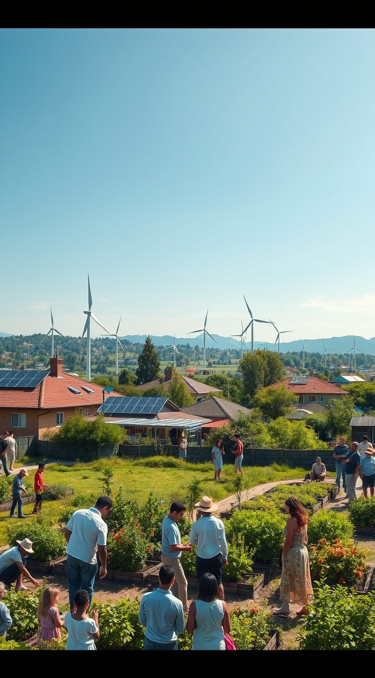 An expansive view of an environmental management scene focused on sustainability practices