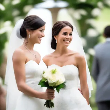 As she walked down the aisle, the widening smile on the bride's face showed her deep love for the groom.