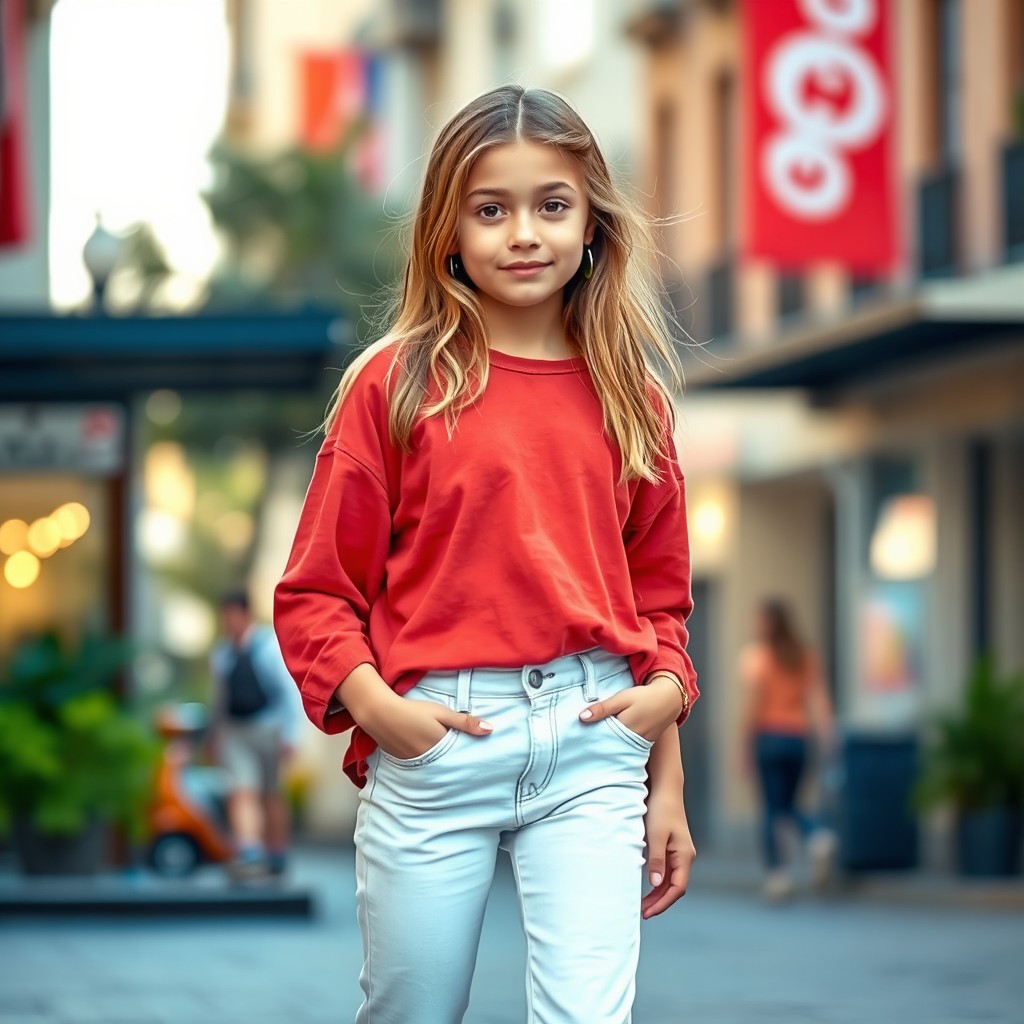 An attractive girl with light brown hair, around 17 years old