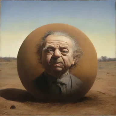 The artist painted a realistic portrait of a dirt ball to represent the ugliness within society.
