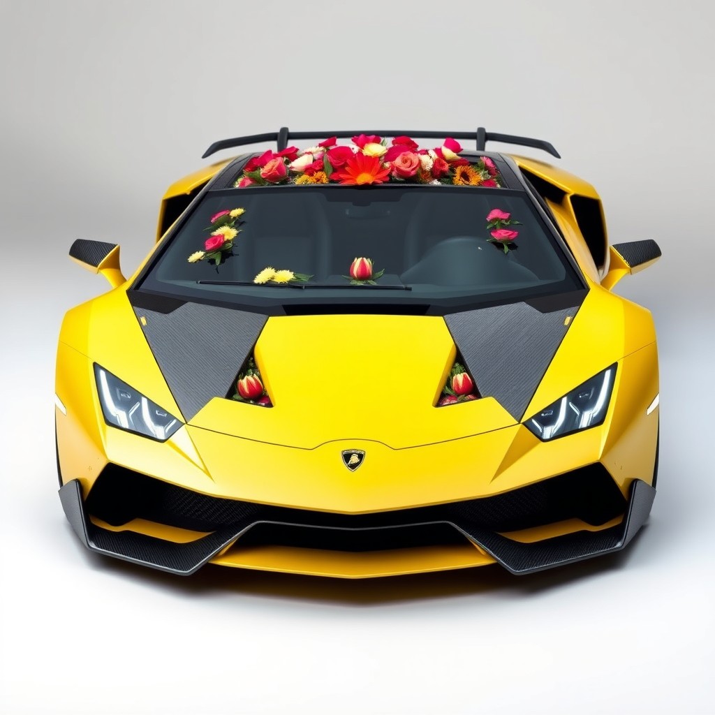 A stunning Lamborghini body structure designed exclusively for floral arrangements
