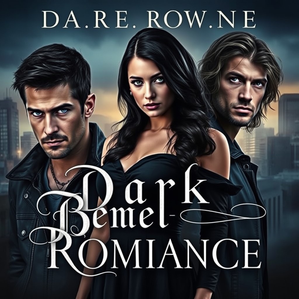 A dark romance book cover featuring two brooding men and a captivating woman