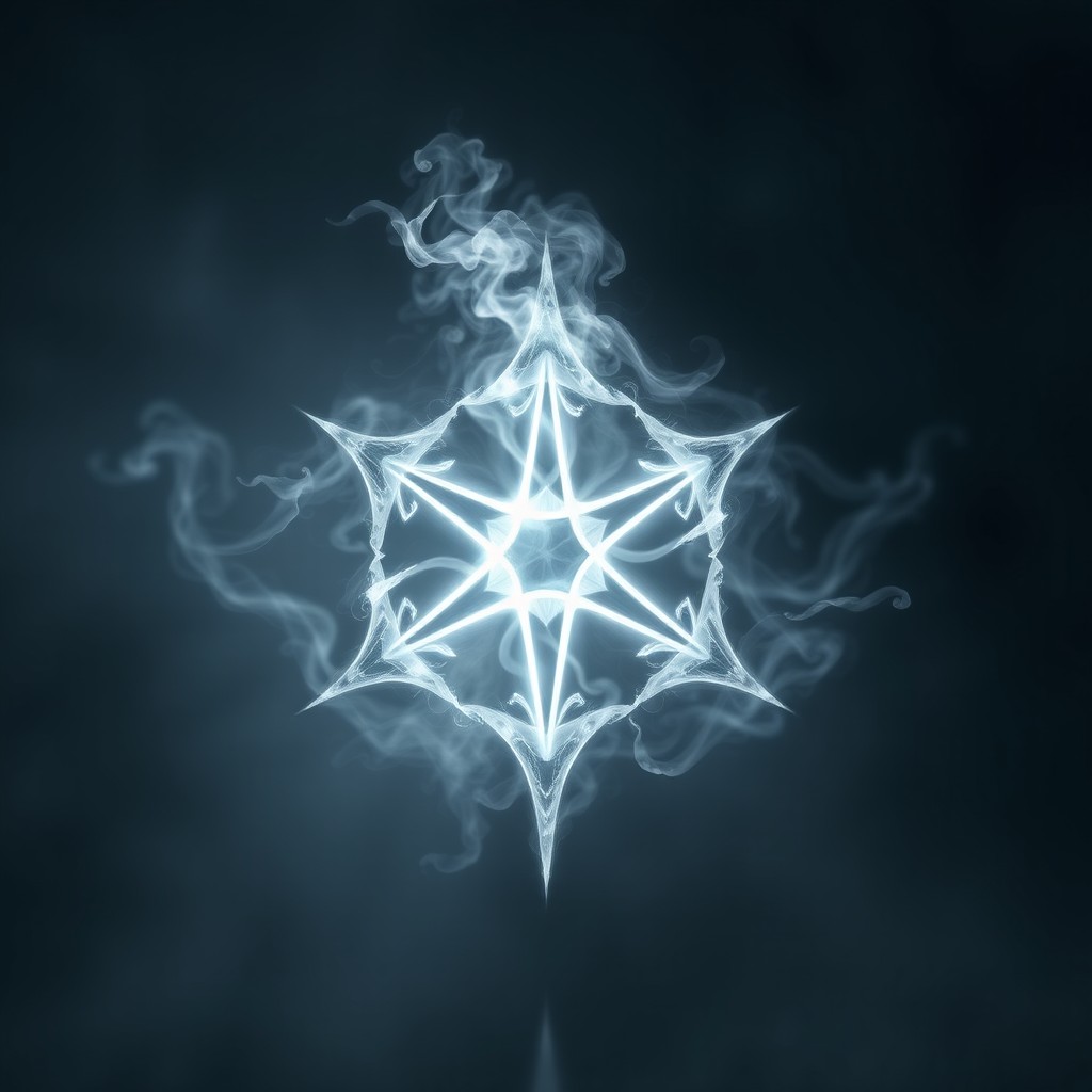 A mesmerizing sigil for shadow magic, formed from ethereal mist in the shape of ancient runes