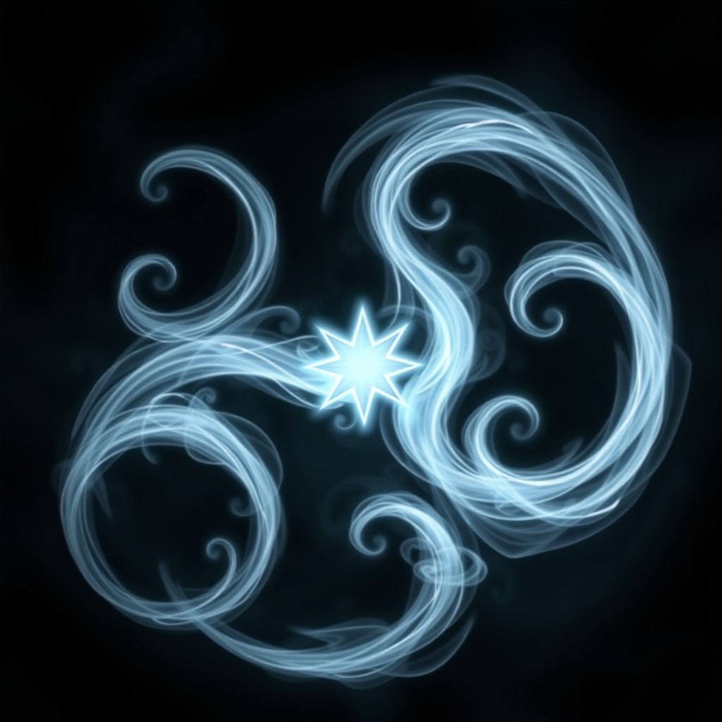 A captivating sigil for shadow magic, crafted from ethereal mist in the shape of ancient runes, with no star in the center