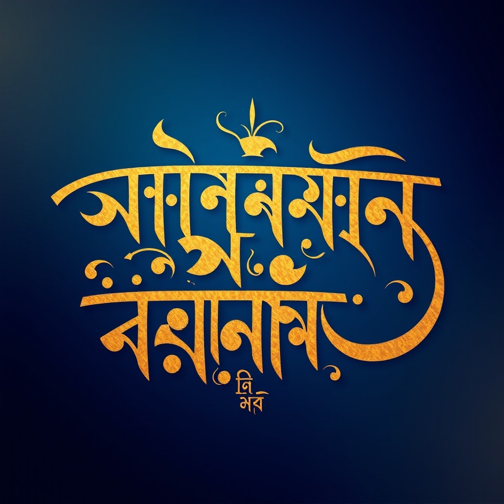 A stunning piece of Bangla calligraphy, showcasing intricate letters and artistic flair