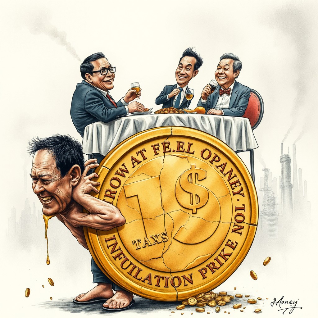 A powerful political caricature titled “Money Talks,” symbolizing economic inequality in the Philippines