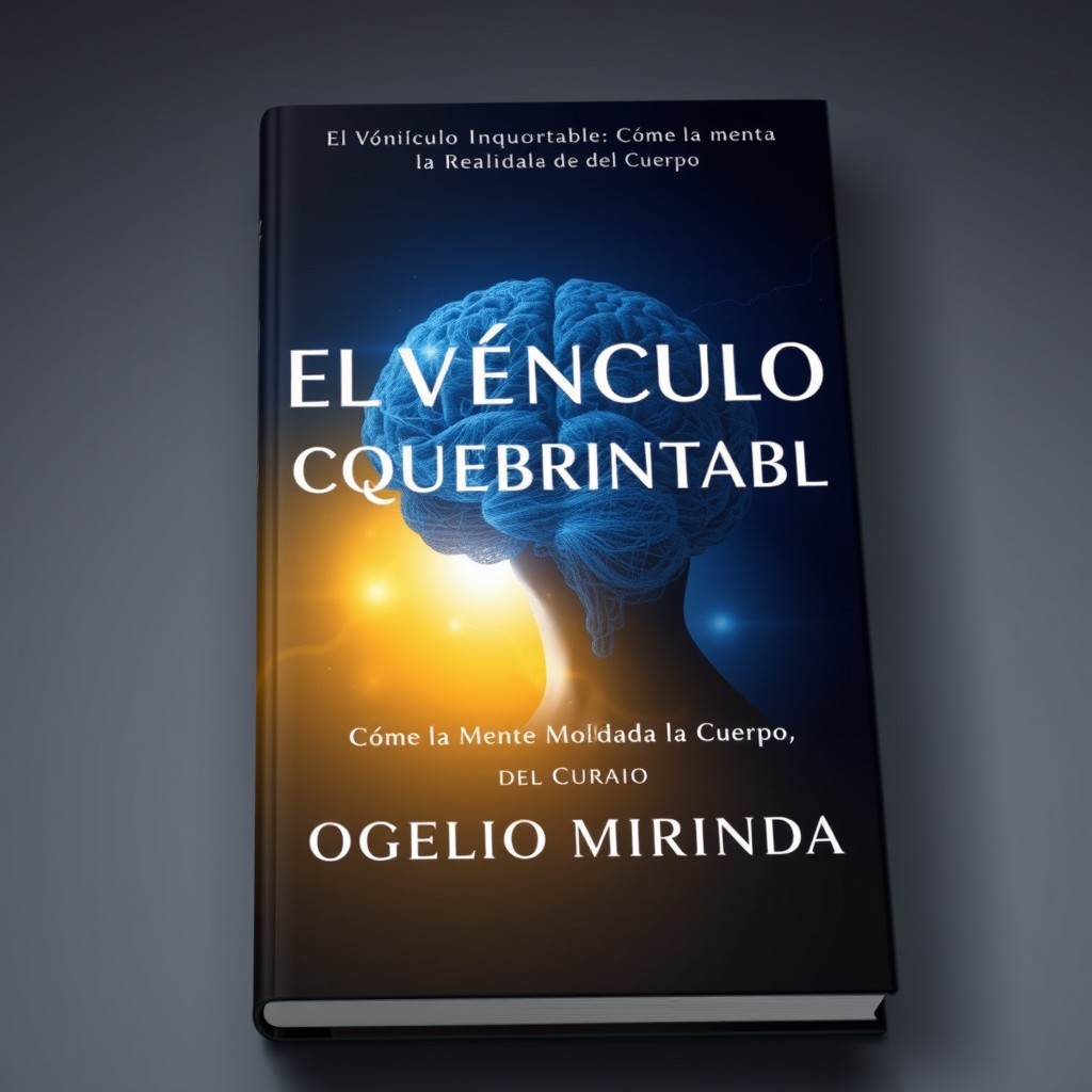 Professional book cover design titled 'El Vínculo Inquebrantable: Cómo la Mente Moldea la Realidad del Cuerpo' by Rogelio Miranda