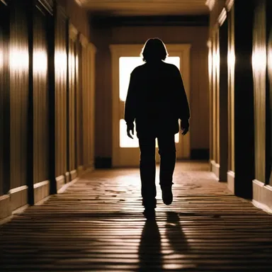 In the movie, the protagonist walks across the creaking matchboard floor as he enters the haunted house.