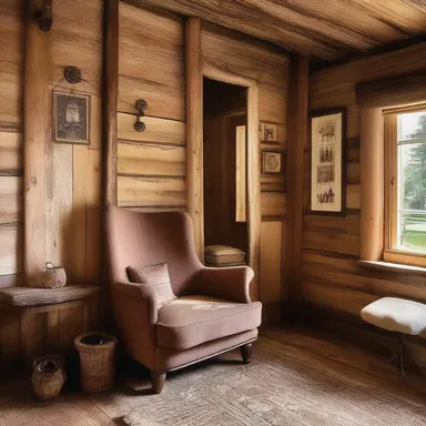 The rustic cabin had beautiful matchboard walls that added a charming touch to the interior design.