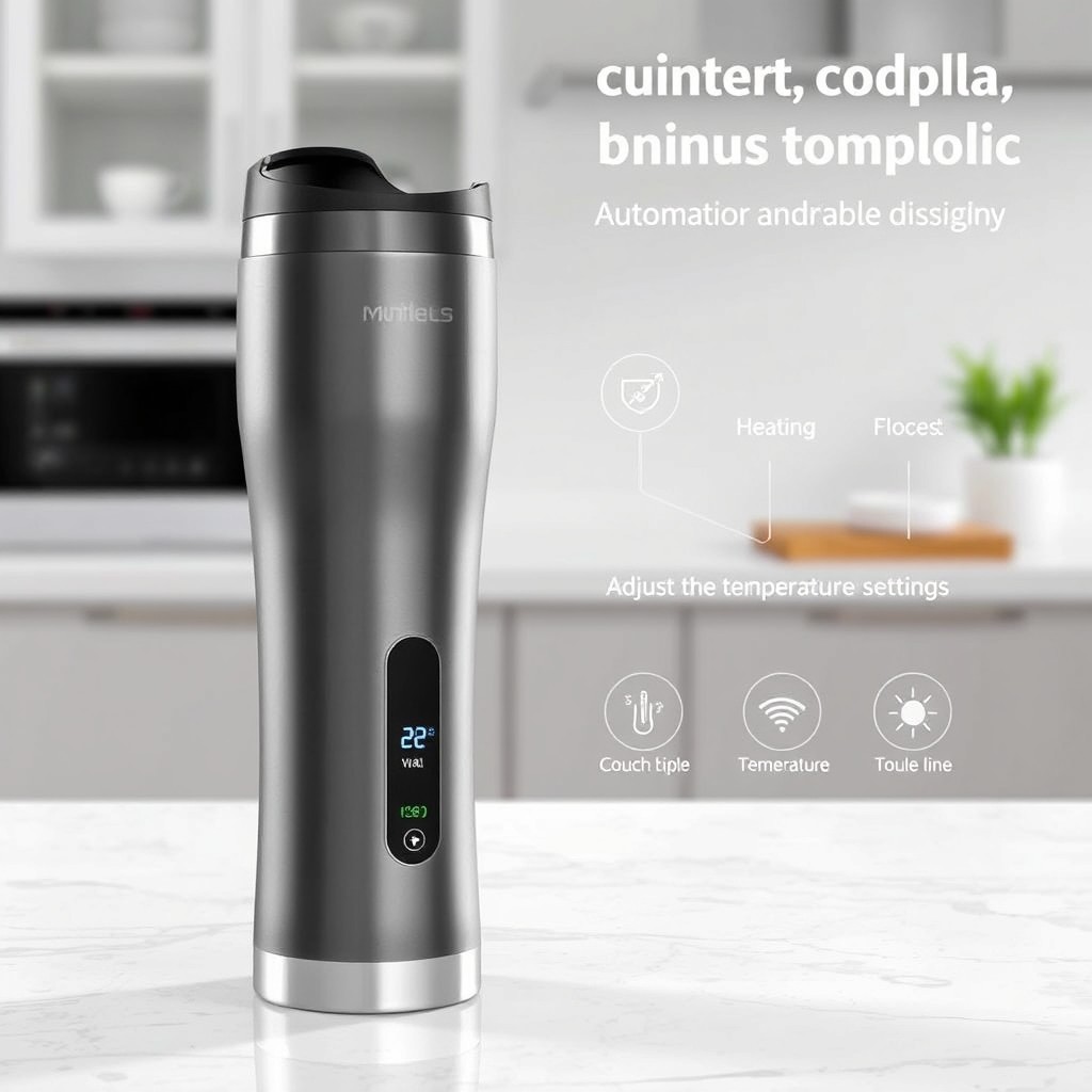 A sleek and innovative tumbler designed with an automatic heating and cooling module