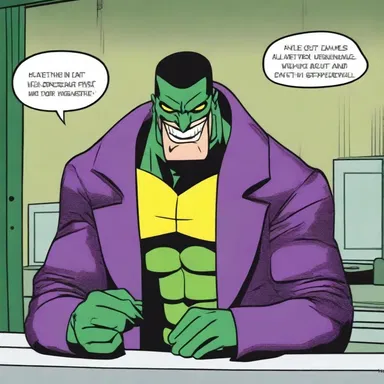 In the comics, the supervillain always smirks before revealing their evil plan.