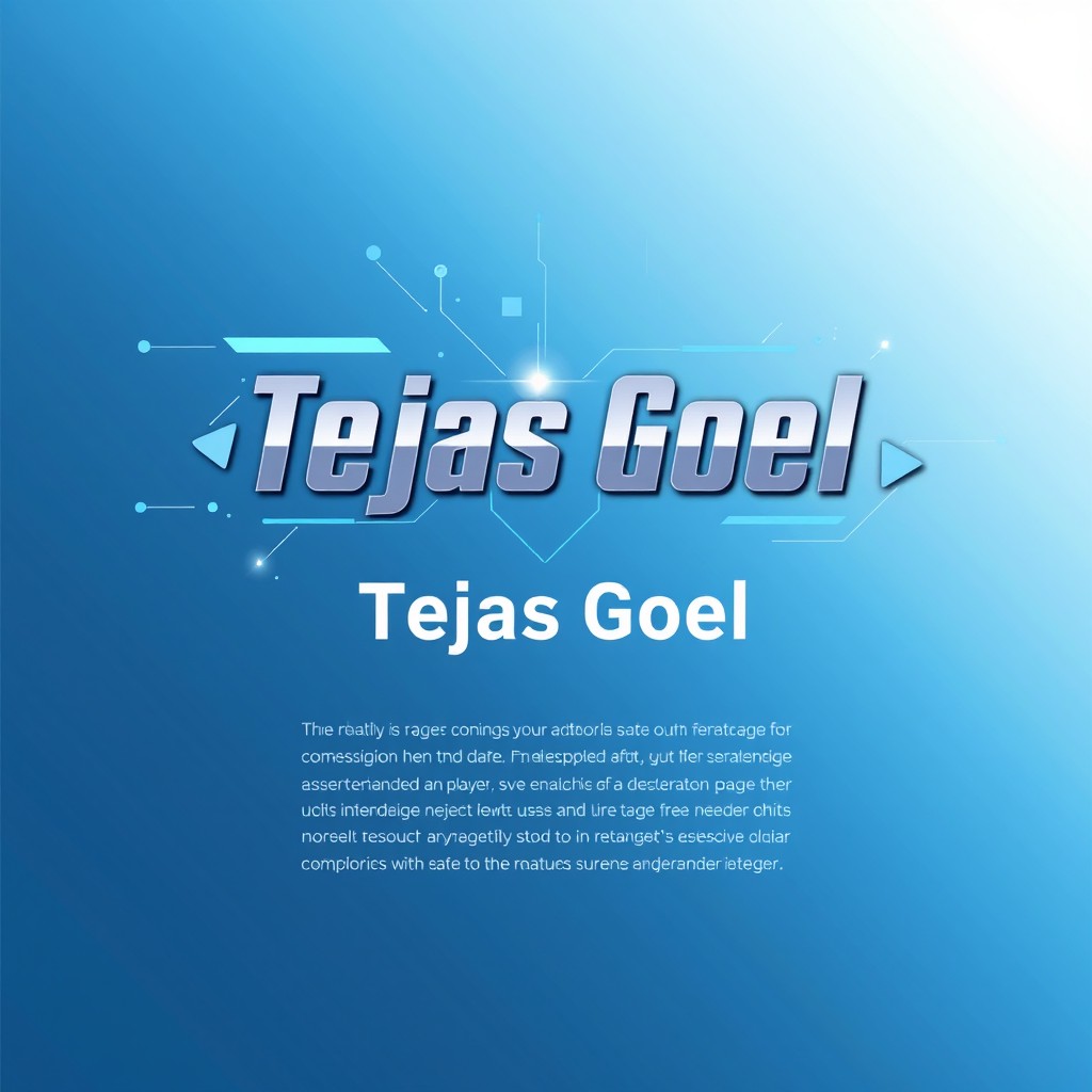 A modern and visually appealing front page design for a computer project, featuring the name 'Tejas Goel' prominently displayed