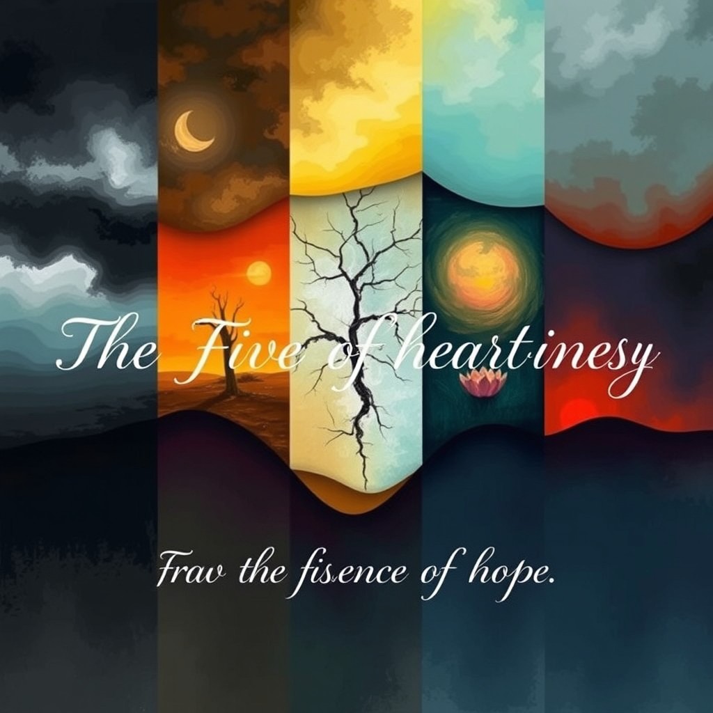 A conceptual abstract artwork titled 'The Five Seasons of Emptiness'