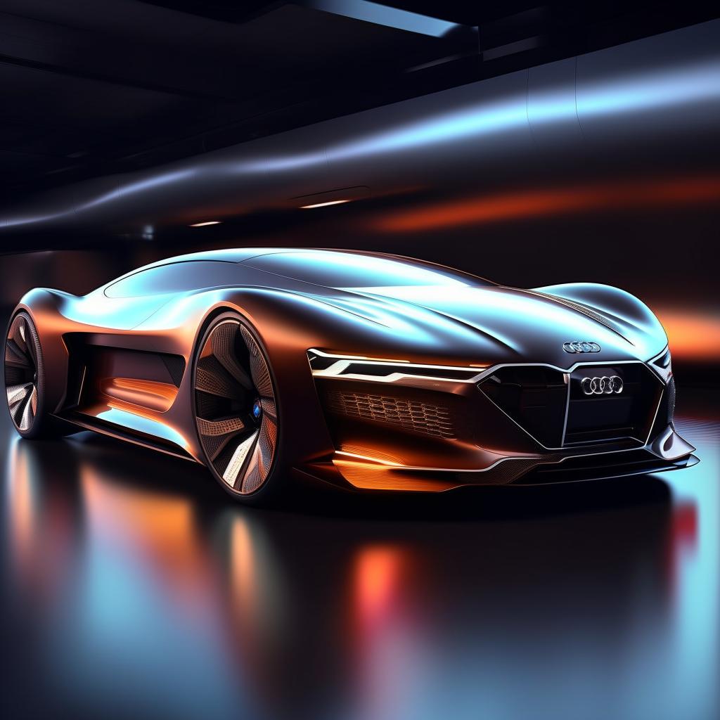 An audacious concept visualized in 8K resolution and 1080HP picture quality, envisioning a fusion of Audi and BMW into a single, unique car, illustrating a harmonious blend of luxury, innovation, and performance.