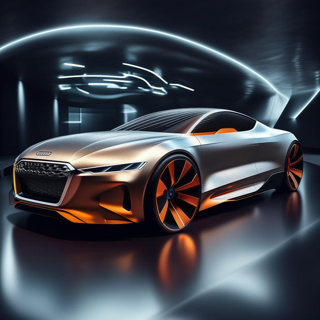 An audacious concept visualized in 8K resolution and 1080HP picture quality, envisioning a fusion of Audi and BMW into a single, unique car, illustrating a harmonious blend of luxury, innovation, and performance.