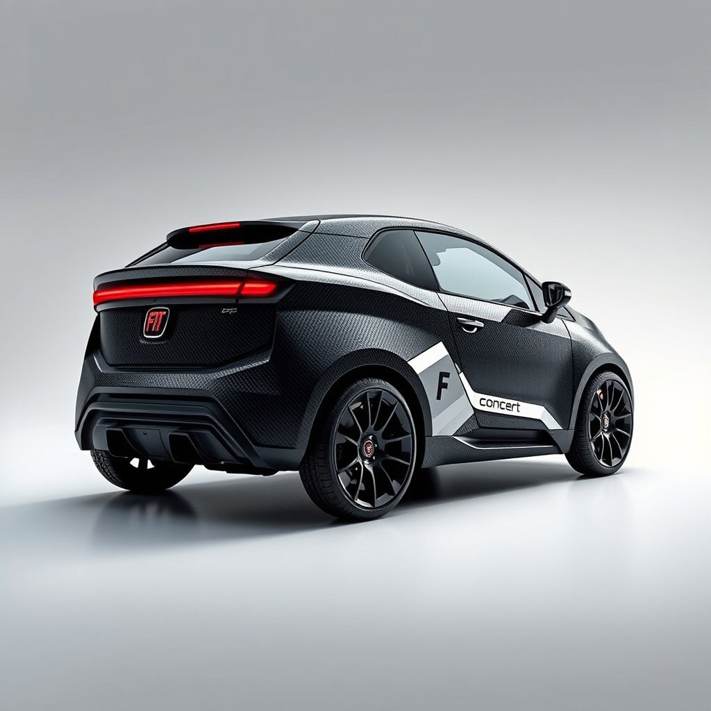 A futuristic compact sports car concept named 'F Uno Concept', inspired by the iconic Fiat Uno