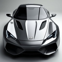 A frontal view of a futuristic compact sports car concept named 'F Uno Concept', inspired by the Fiat Uno