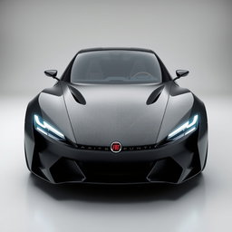 A frontal view of a futuristic compact sports car concept named 'F Uno Concept', inspired by the Fiat Uno