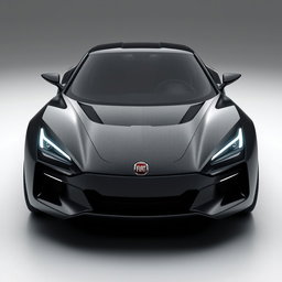 A frontal view of a futuristic compact sports car concept named 'F Uno Concept', inspired by the Fiat Uno