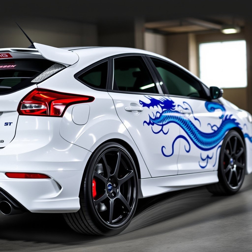Dynamic Ford Focus ST: White Hot with Black Rims