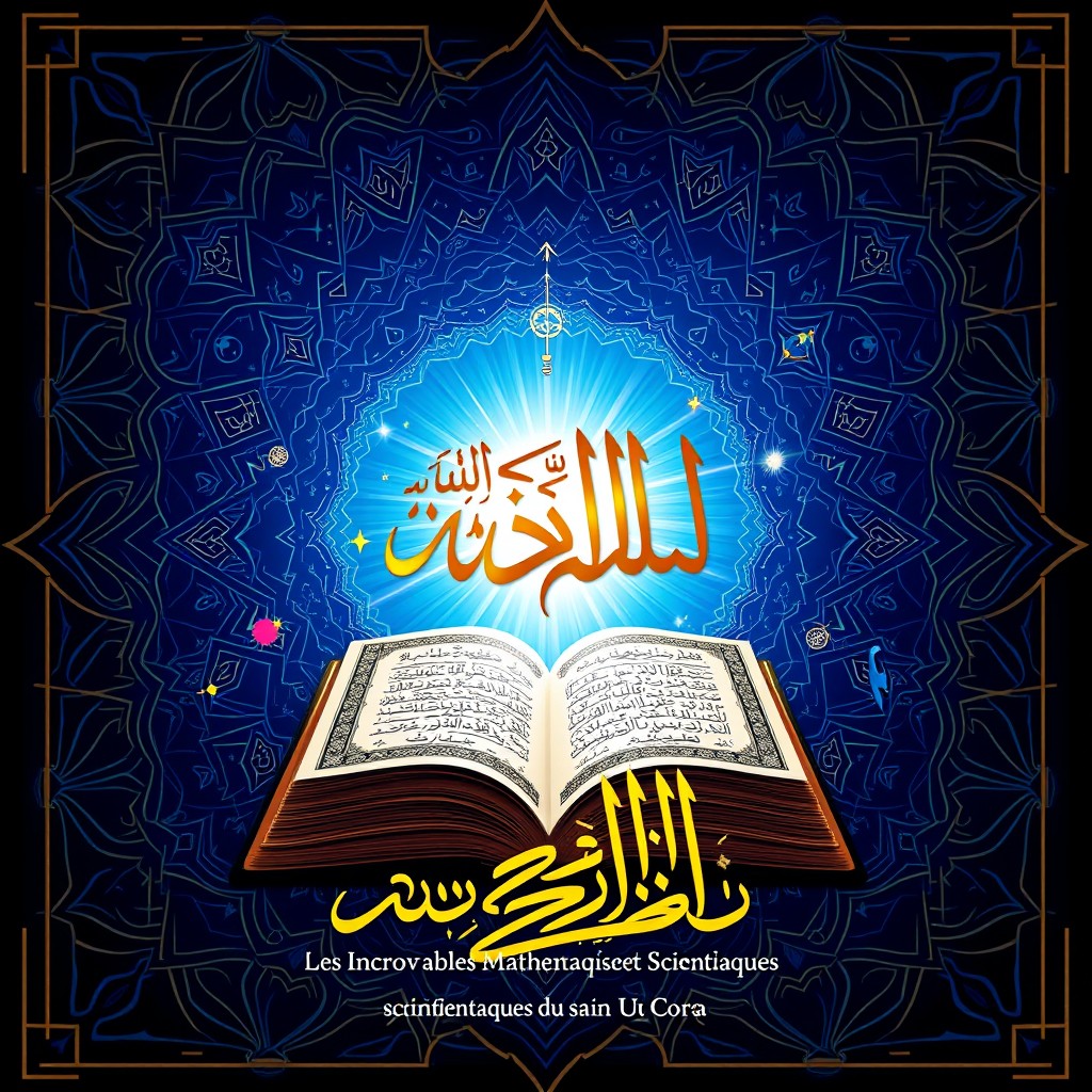 A captivating ebook cover titled 'Les Incroyables Miracles Mathématiques et Scientifiques du Saint Coran'