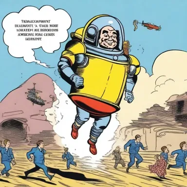 In the comic strip, the quirky character used the samovar as a makeshift jet pack.