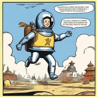 In the comic strip, the quirky character used the samovar as a makeshift jet pack.