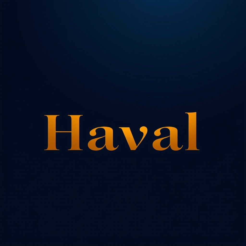 A dark navy blue background with the name 'Haval' prominently displayed in bold, italicized lettering