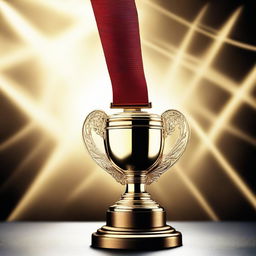 A symbolic representation of the concept 'The Ultimate'. An image depicting a trophy or medal, highly illuminated and set against a dramatic backdrop to imply superiority and achievement.