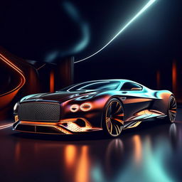 A mesmerizing 8K resolution and 1080HP picture quality depiction of a futuristic Bentley supercar. The design merges traditional signs of opulence with radical innovation, producing an image of unparalleled luxury and power.