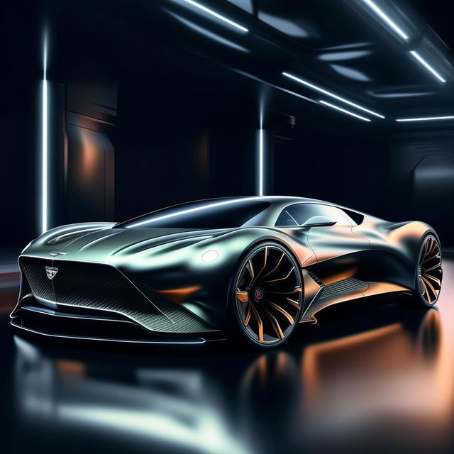 A mesmerizing 8K resolution and 1080HP picture quality depiction of a futuristic Bentley supercar. The design merges traditional signs of opulence with radical innovation, producing an image of unparalleled luxury and power.