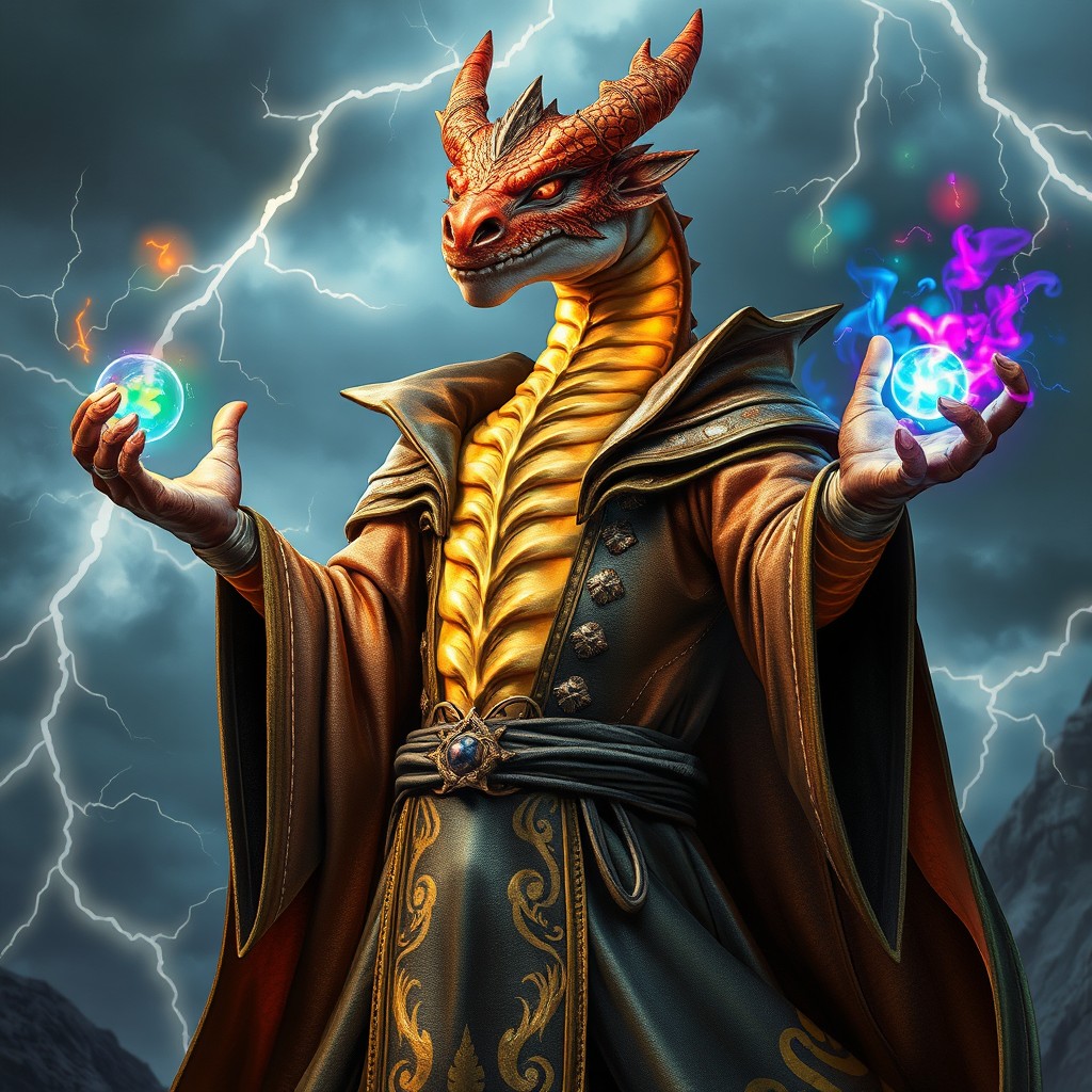 Majestic Dragonborn Sorcerer: Shimmering with Power