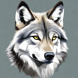 Illustrate a realistic, majestic wolf in its natural habitat with piercing eyes and smooth, grey fur