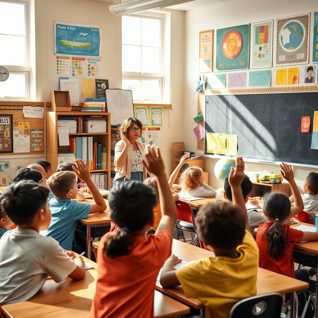 A diverse classroom filled with students actively engaged in learning