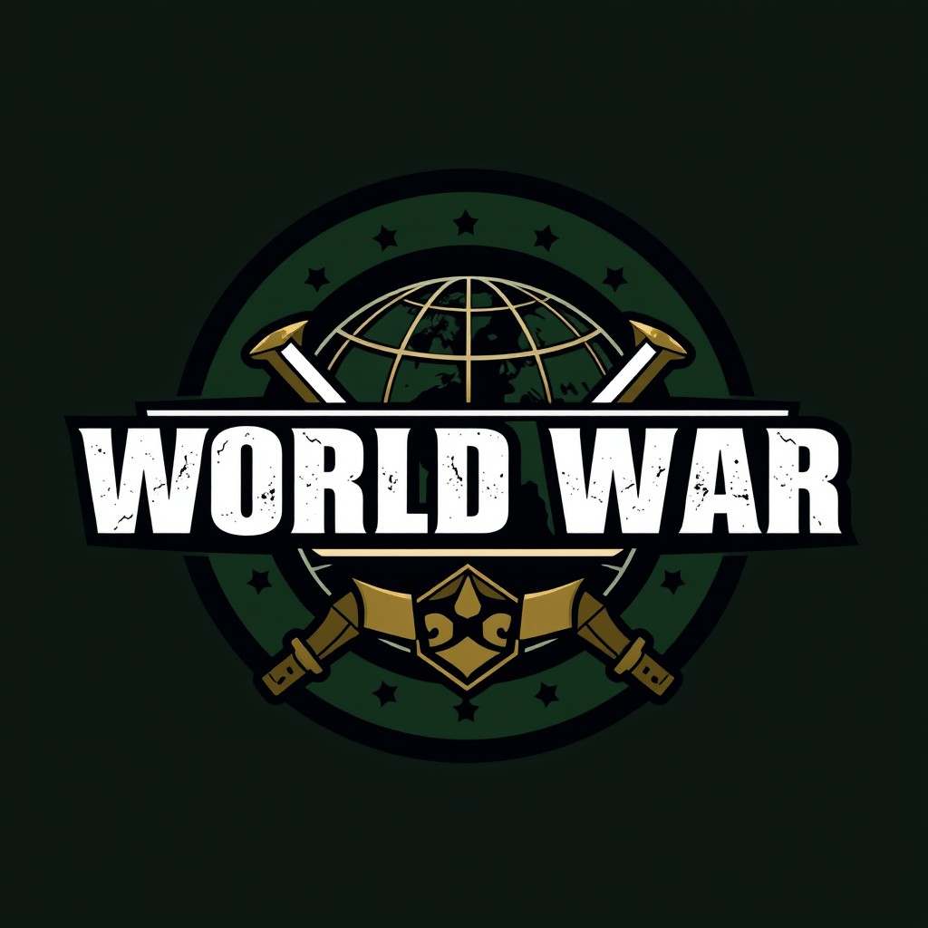 A unique and striking logo design for an NFT project themed around 'World War'