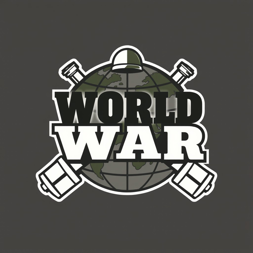 A distinctive and bold logo design for an NFT project centered around the theme 'World War'